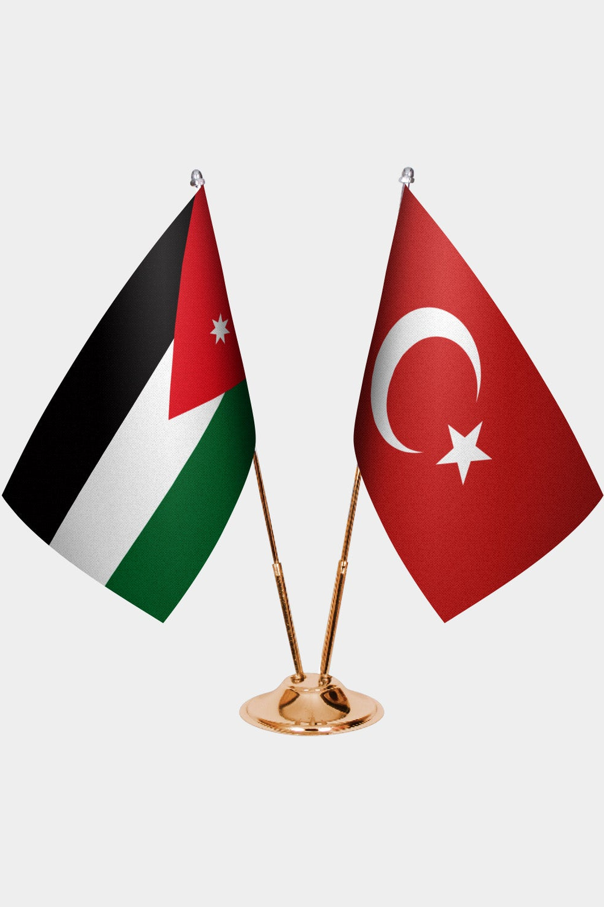 Ürdün ve Türkiye İkili Masa Bayrağı Seti kurulum görünümü