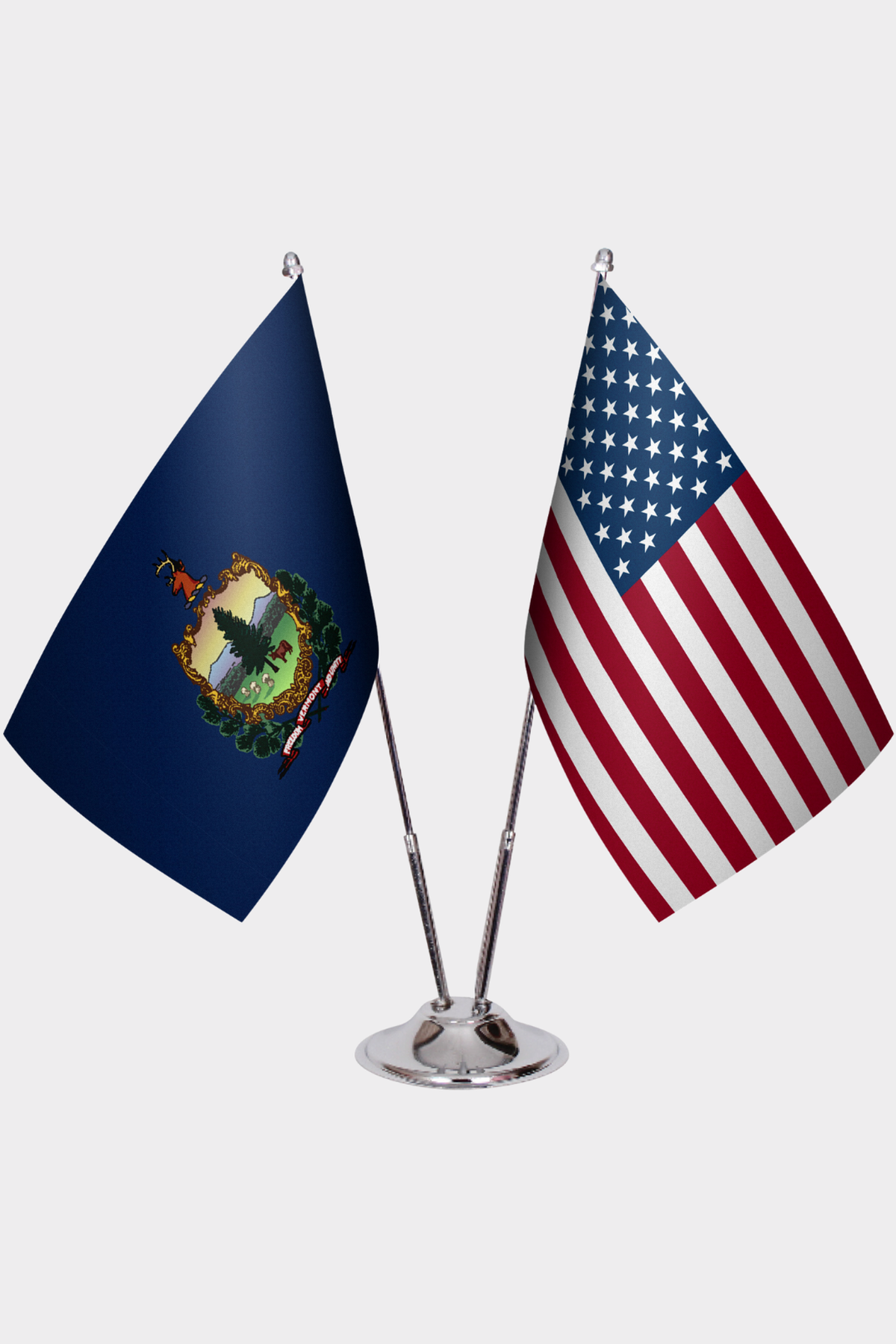Vermont ve ABD İkili Masa Bayrağı Seti