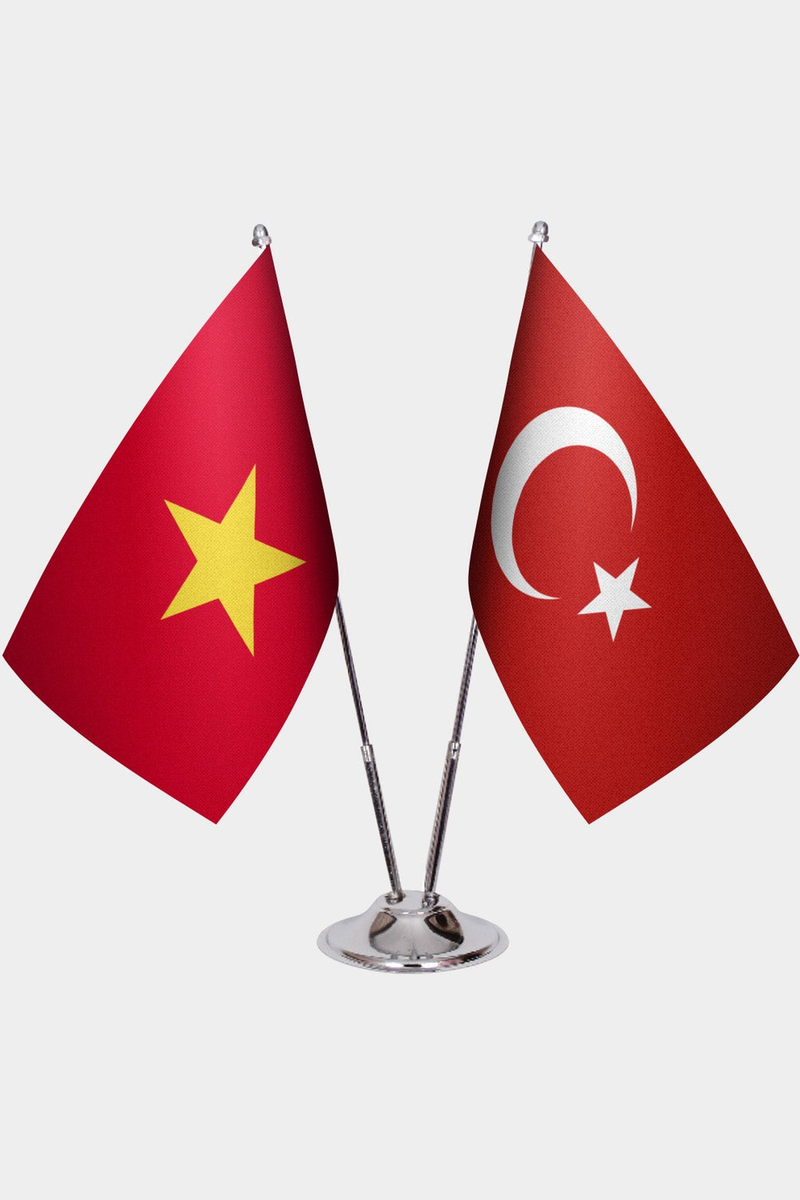 Vietnam ve Türkiye İkili Masa Bayrağı Seti