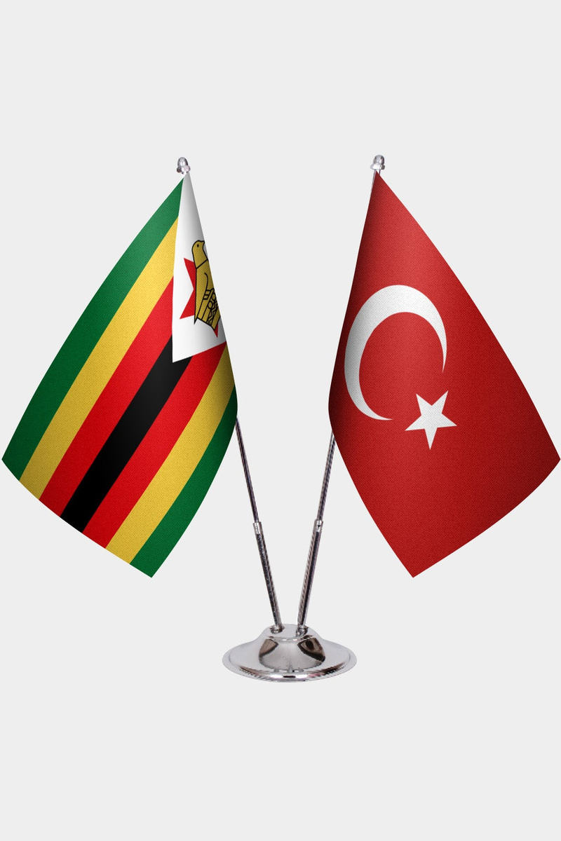 Zimbabve ve Türkiye İkili Masa Bayrağı Seti