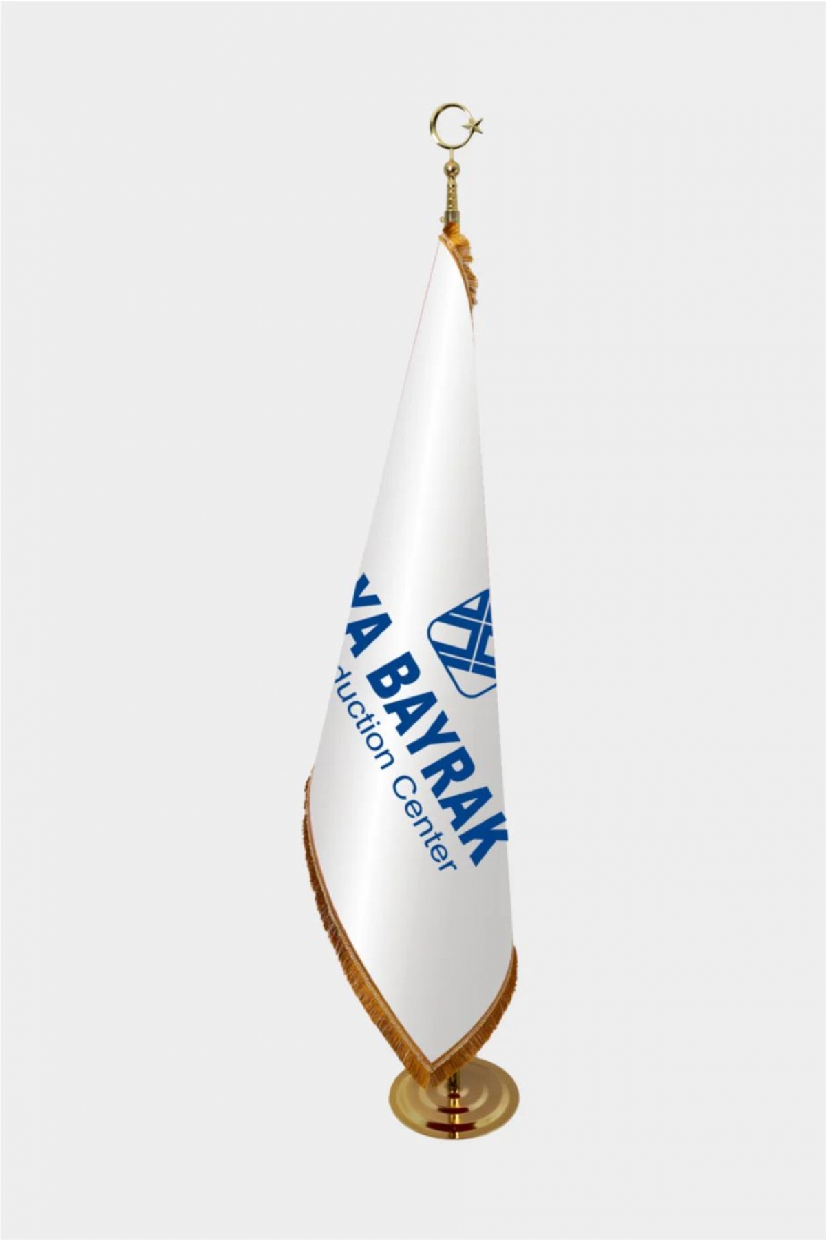 225 cm Saçaklı Sarı Kaplama Makam Bayrağı