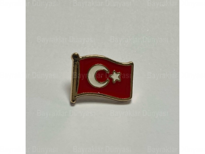 Sarı Çerçeveli Türk Bayraklı Yaka Rozeti