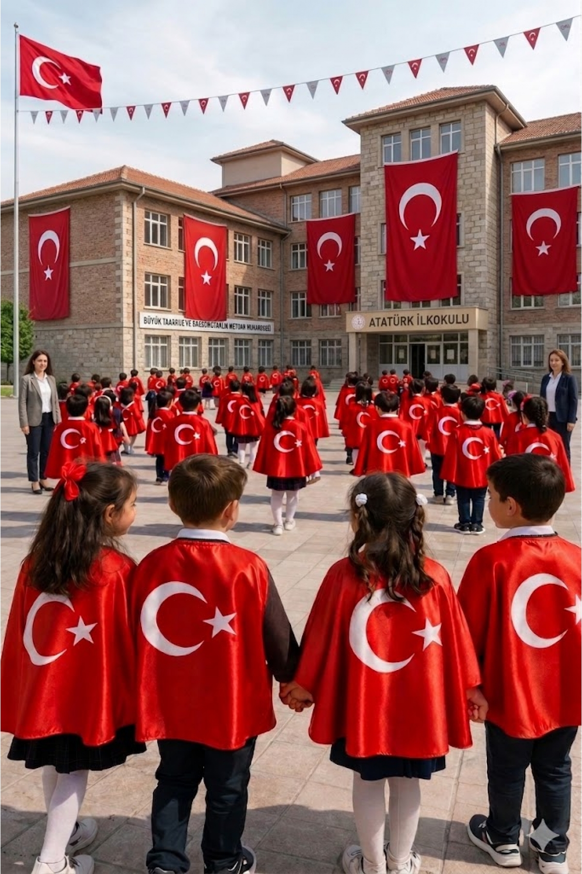 Türk Bayraklı Pelerin -okul Gösteri Kostümü