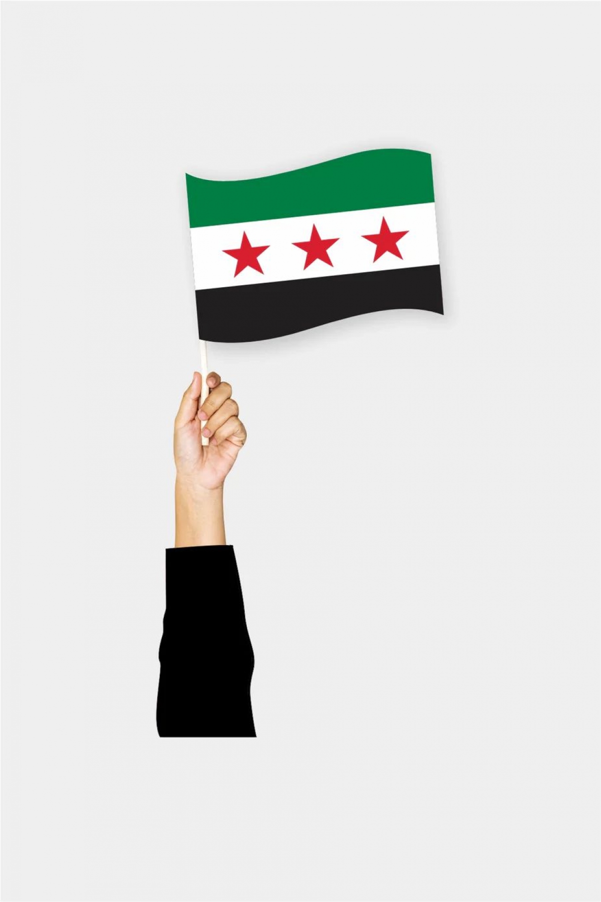 5'li Yeni Suriye Elde Sallama Bayrak 50x70