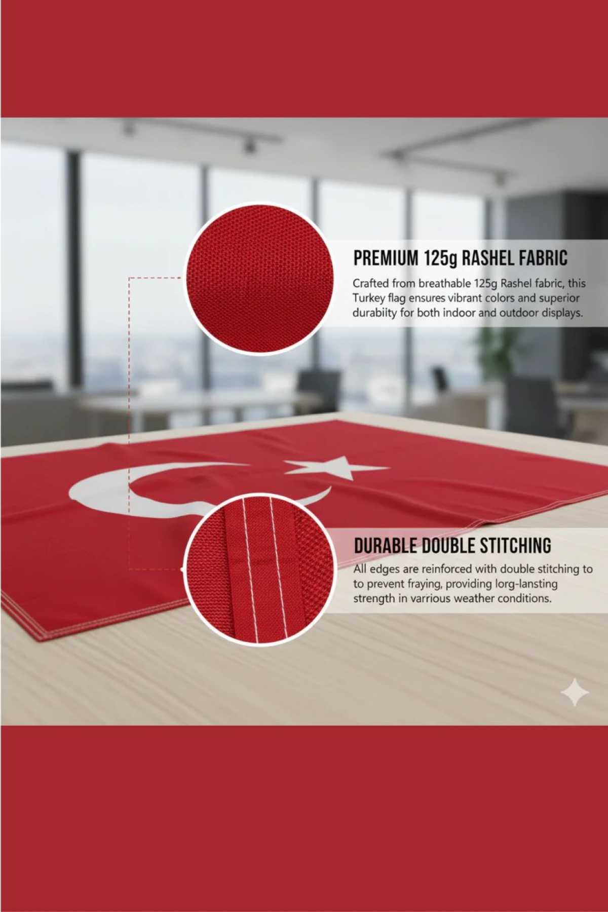 Türk Bayrak 12x18mt Raşel Kumaş