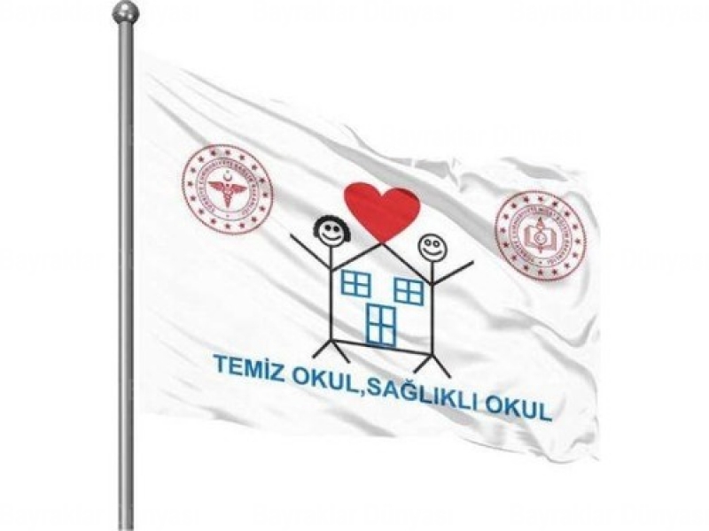 Temiz Okul Sağlıklı Okul Bayrağı 80x120cm 