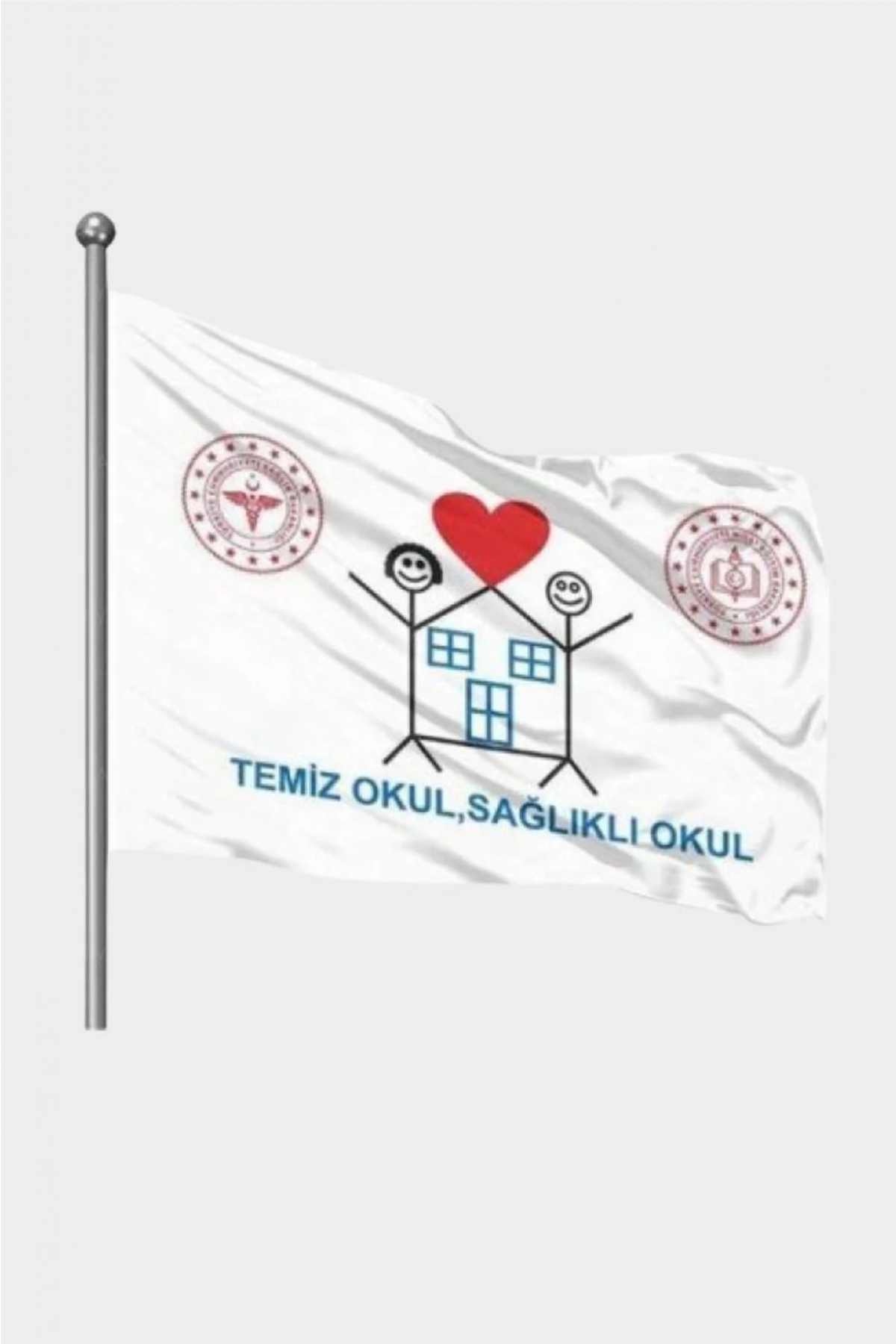 Temiz Okul Sağlıklı Okul Bayrağı Saten 80x120cm