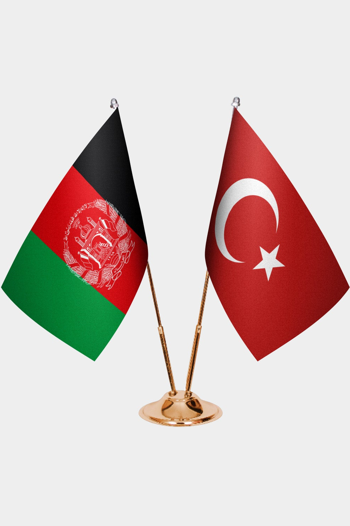 Afganistan ve Türkiye İkili Masa Bayrağı Seti kurulum görünümü