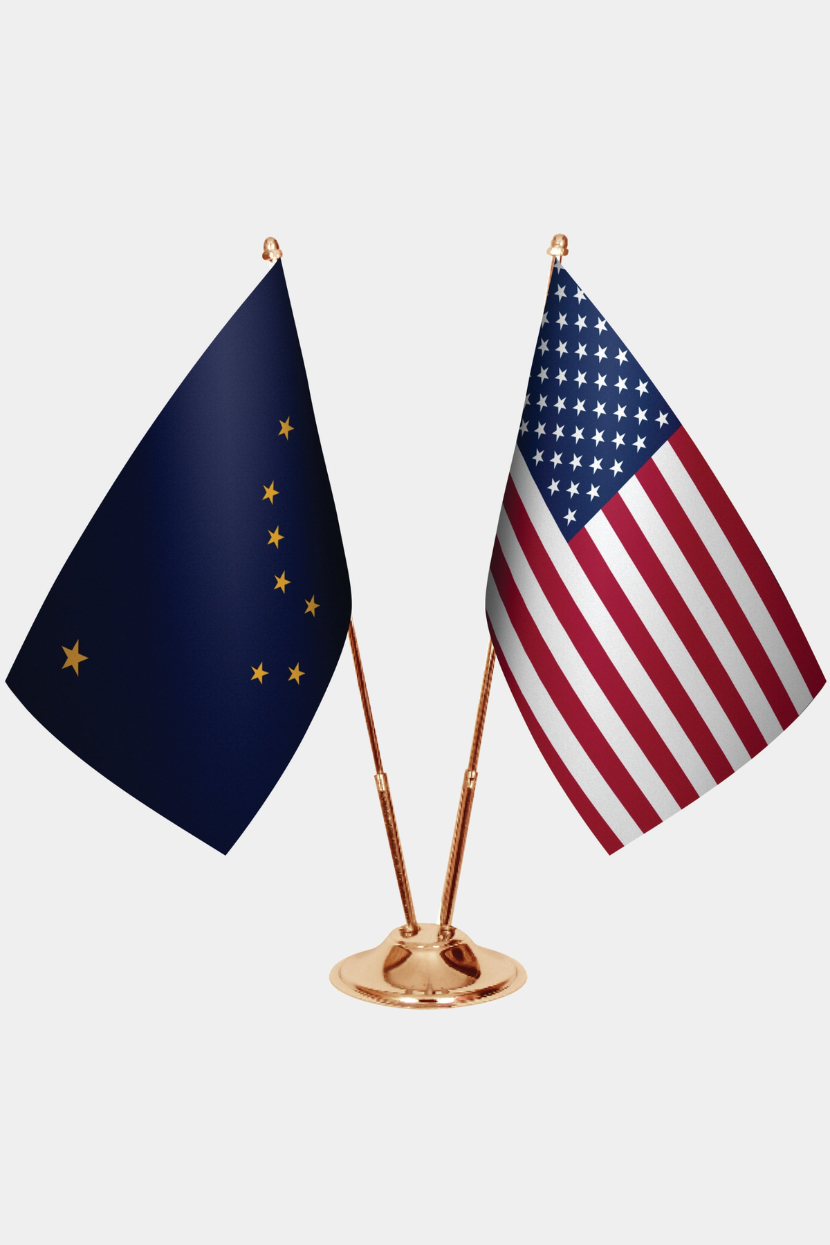 Alaska ve ABD İkili Masa Bayrağı Seti yakın çekim