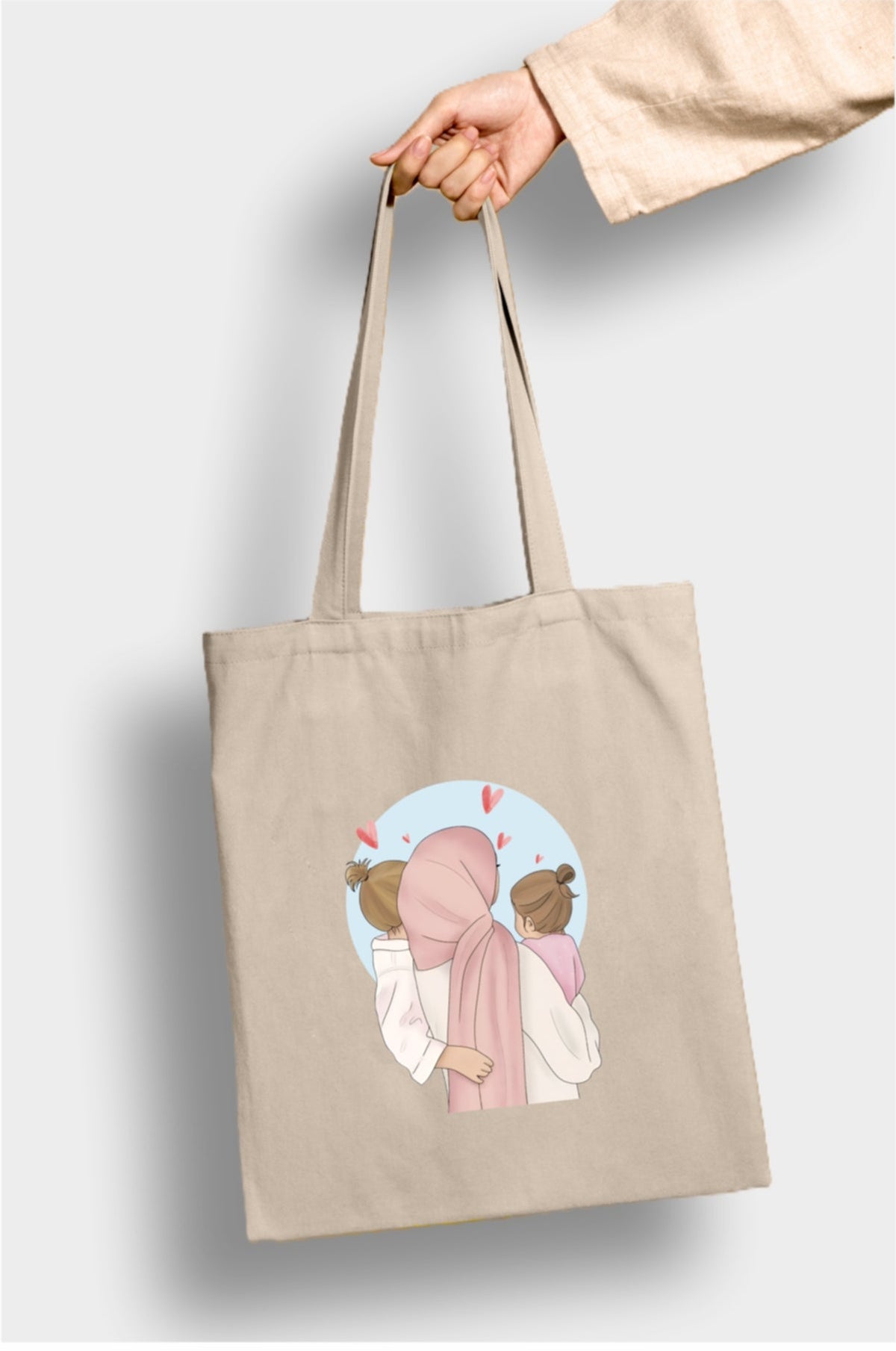 Anne ve Kız Baskılı Tote Çanta