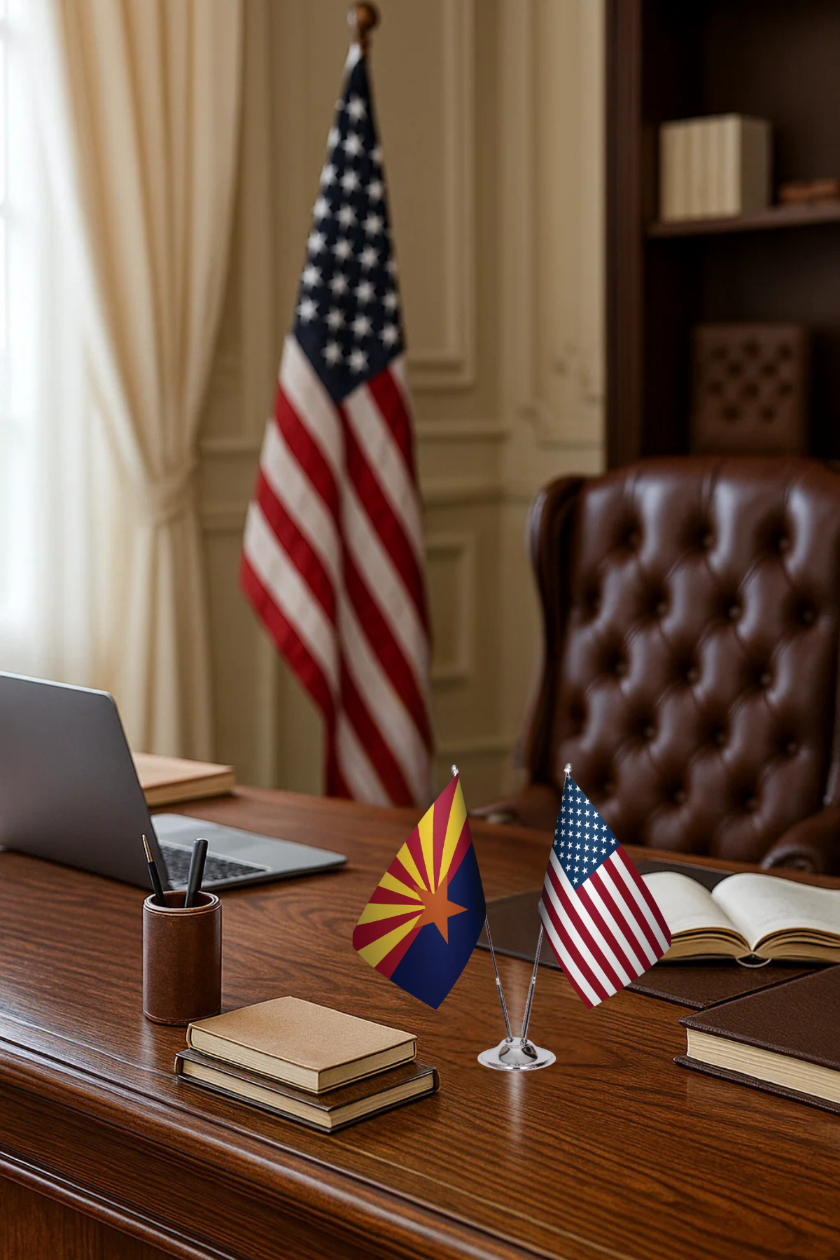 Arizona ve ABD İkili Masa Bayrağı Seti detay görünümü