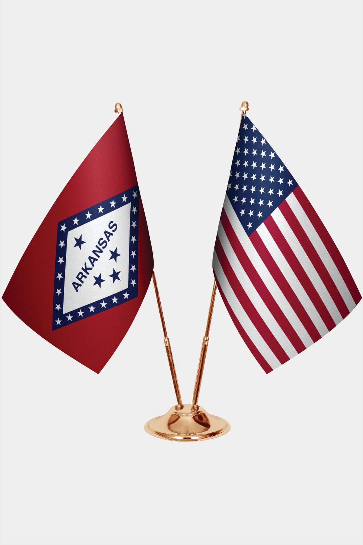 Arkansas ve ABD İkili Masa Bayrağı Seti yakın çekim