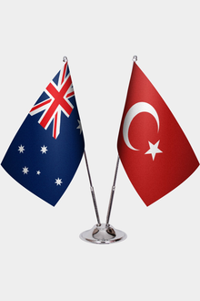 Avustralya ve Türkiye İkili Masa Bayrağı Seti