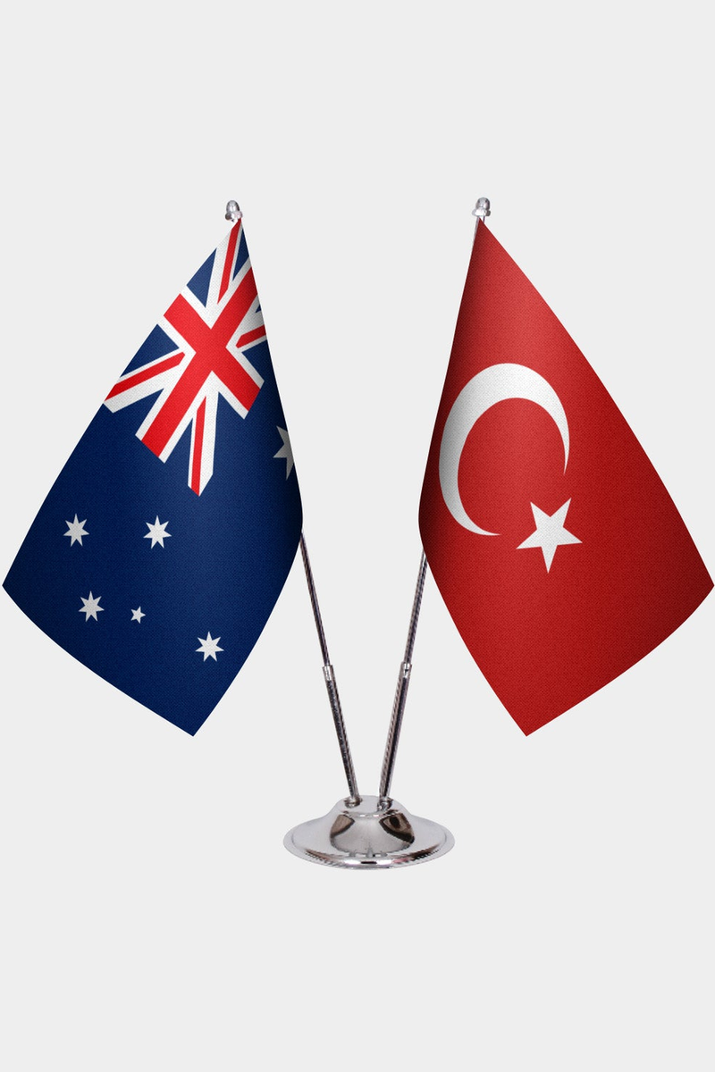 Avustralya ve Türkiye İkili Masa Bayrağı Seti