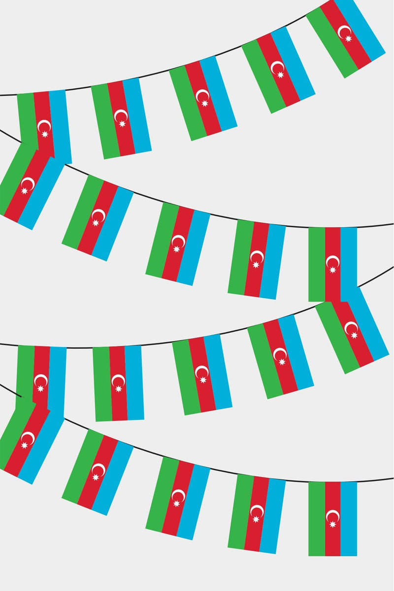 Azerbaycan Dikdörtgen Süsleme Bayrak