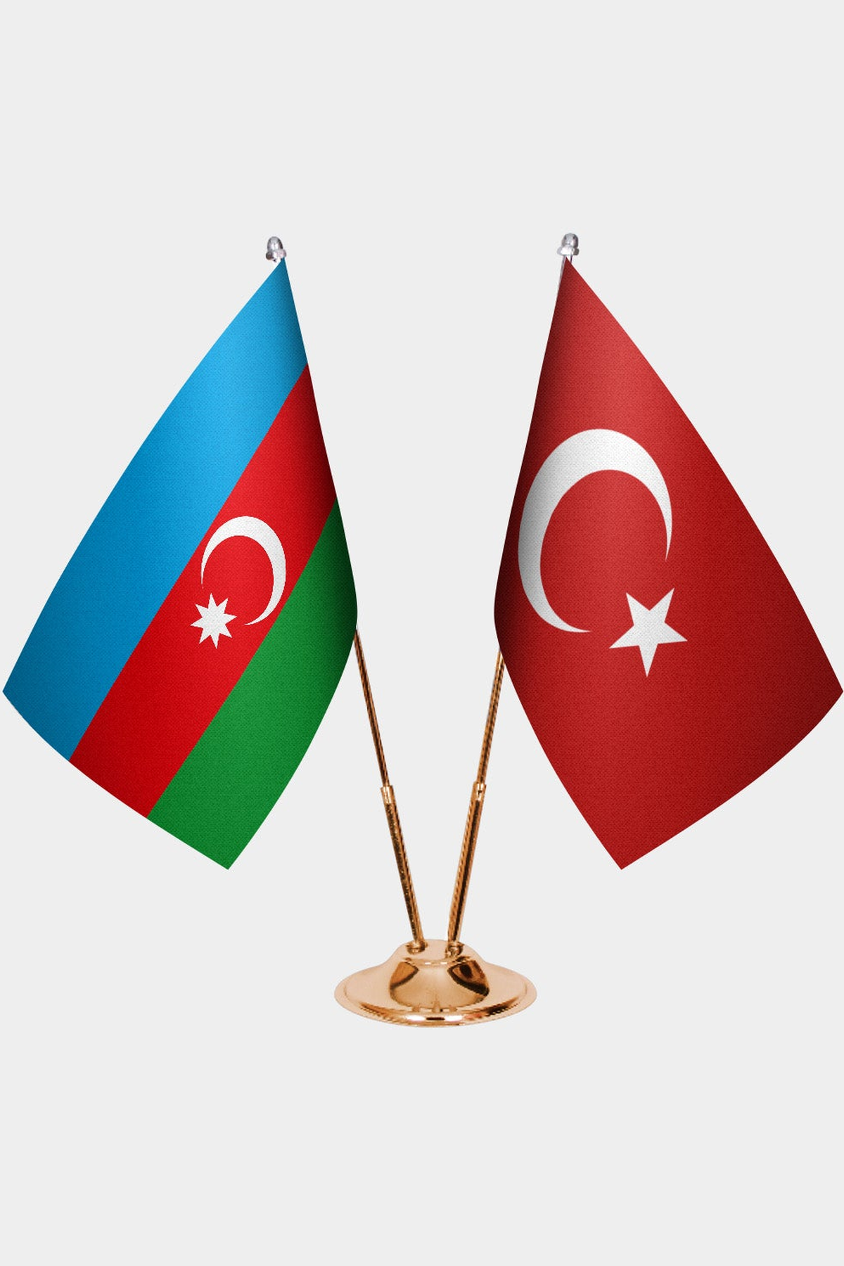 Azerbaycan ve Türkiye İkili Masa Bayrağı Seti kurulum görünümü