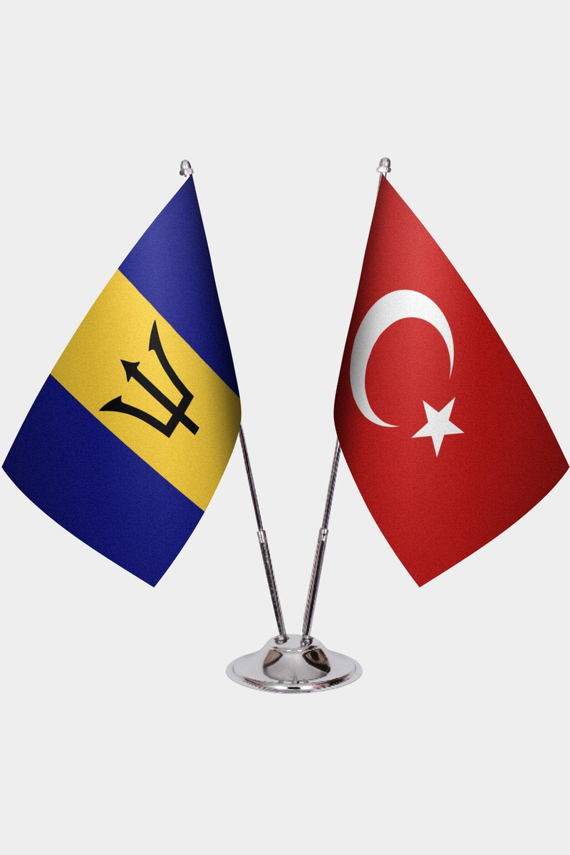 Barbados ve Türkiye İkili Masa Bayrağı Seti