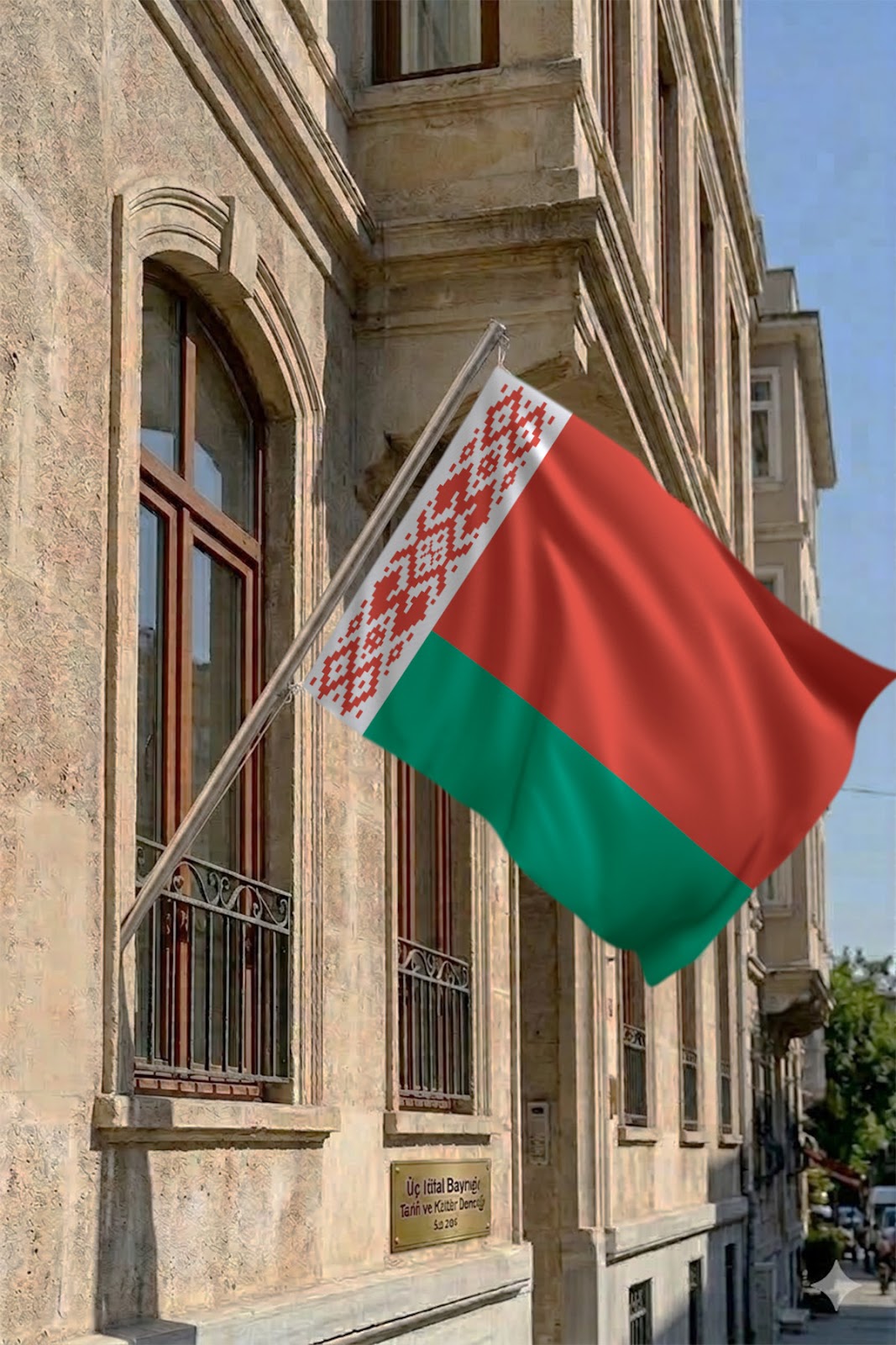 Belarus Teleskopik Duvar Bayrağı Seti yakın çekim