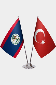 Belize ve Türkiye İkili Masa Bayrağı Seti