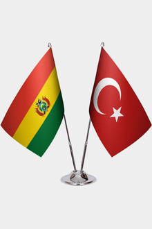 Bolivya ve Türkiye İkili Masa Bayrağı Seti