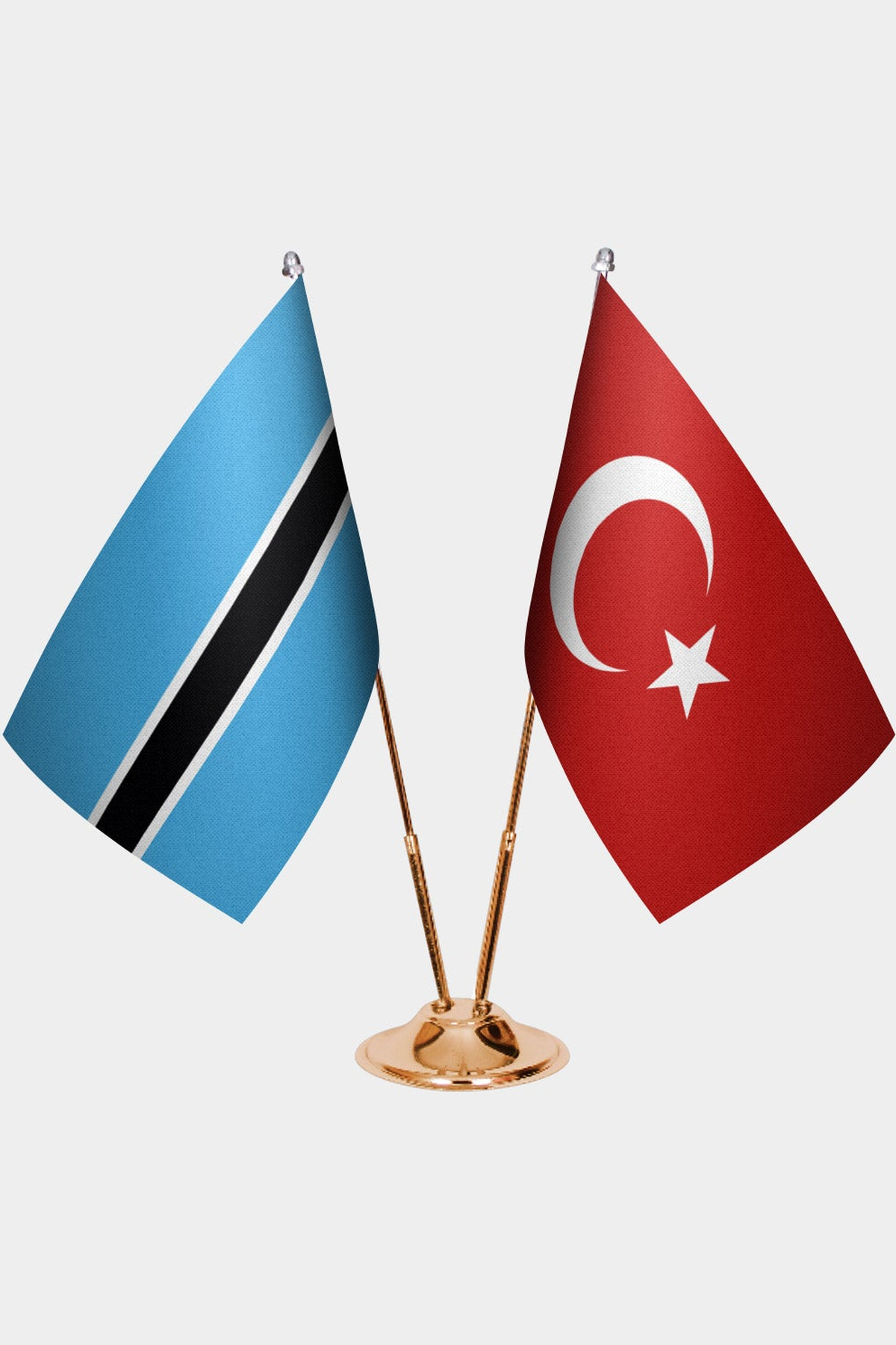 Botsvana ve Türkiye İkili Masa Bayrağı Seti kurulum görünümü