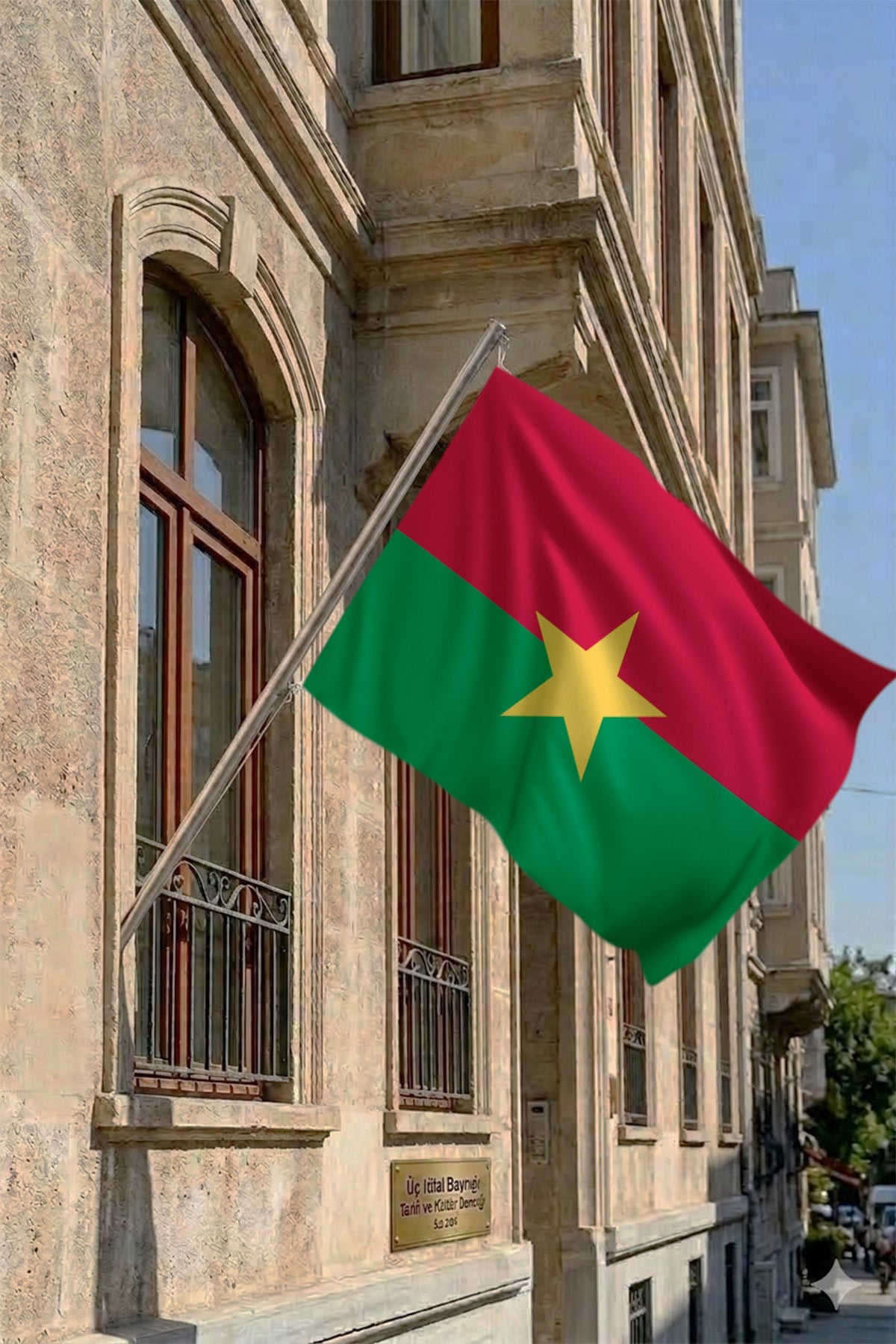 Burkina Faso Teleskopik Duvar Bayrağı Seti yakın çekim