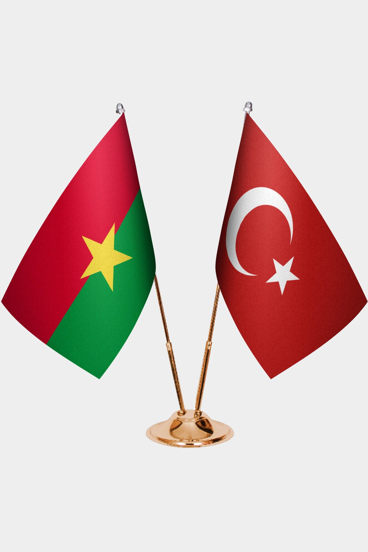 Burkina Faso ve Türkiye İkili Masa Bayrağı Seti kurulum görünümü