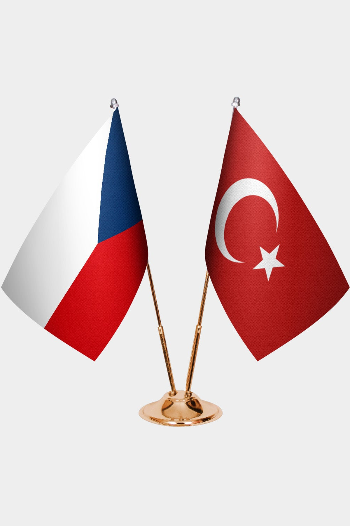 Çek Cumhuriyeti ve Türkiye İkili Masa Bayrağı Seti kurulum görünümü