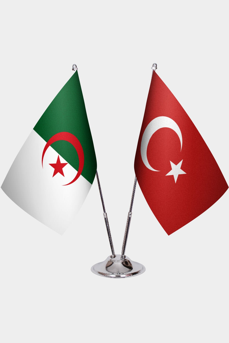 Cezayir ve Türkiye İkili Masa Bayrağı Seti