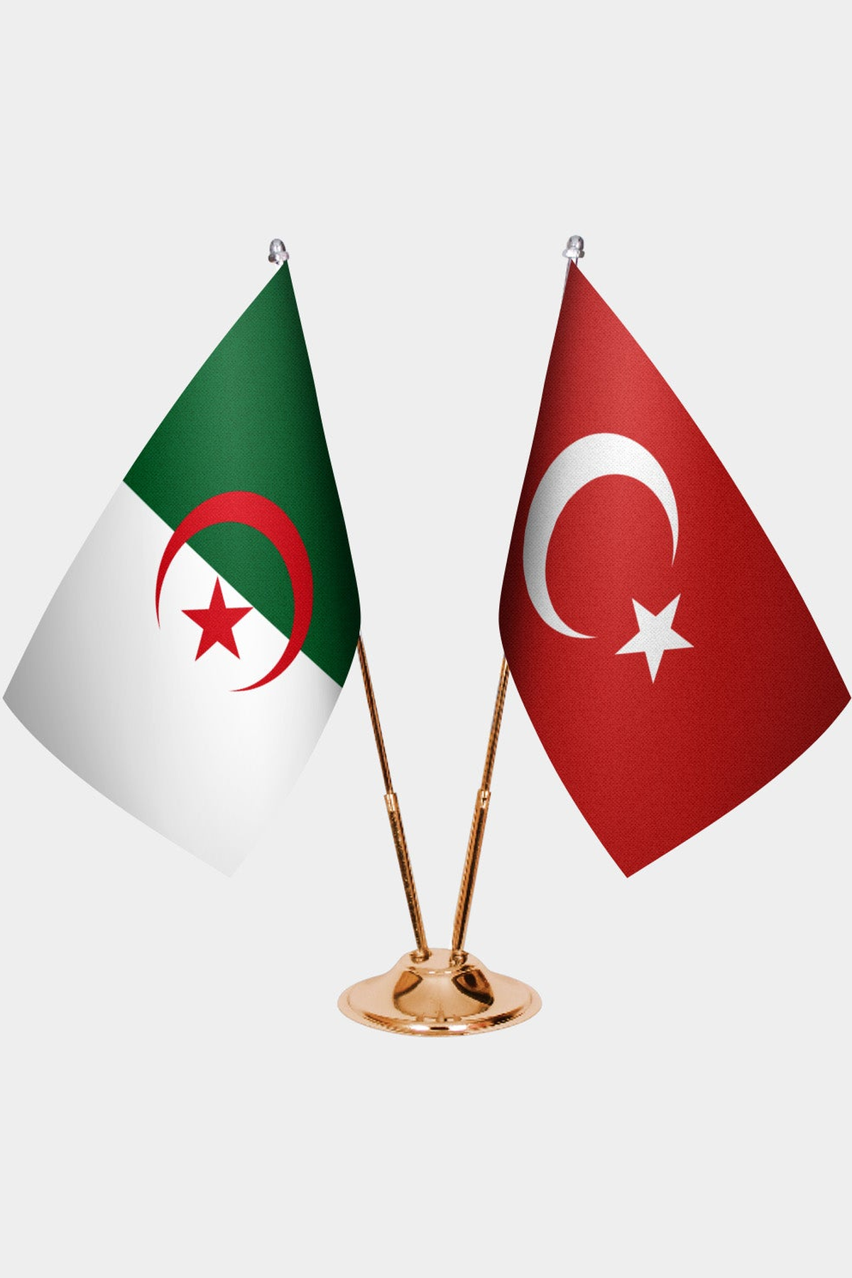Cezayir ve Türkiye İkili Masa Bayrağı Seti kurulum görünümü