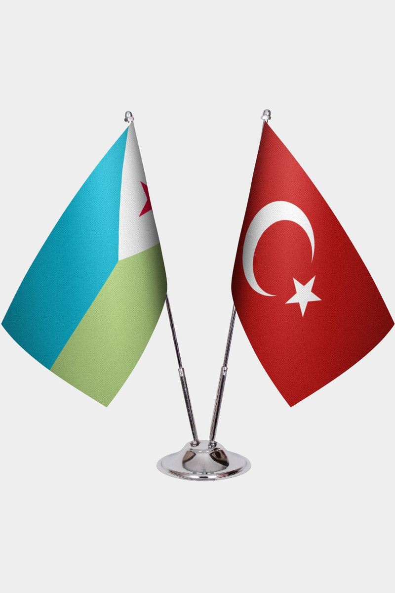Cibuti ve Türkiye İkili Masa Bayrağı Seti