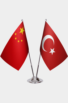 Çin ve Türkiye İkili Masa Bayrağı Seti