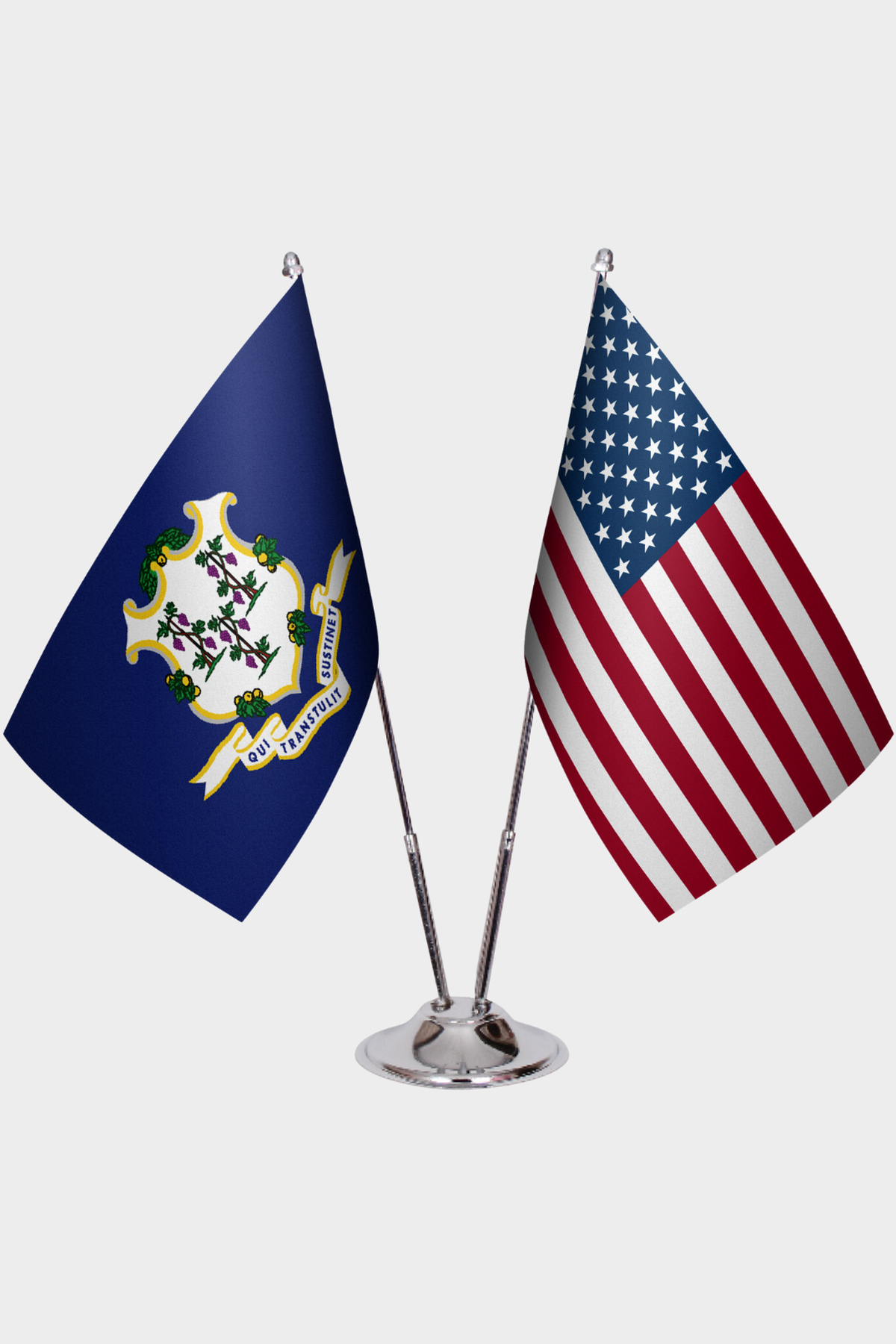 Connecticut ve ABD İkili Masa Bayrağı Seti