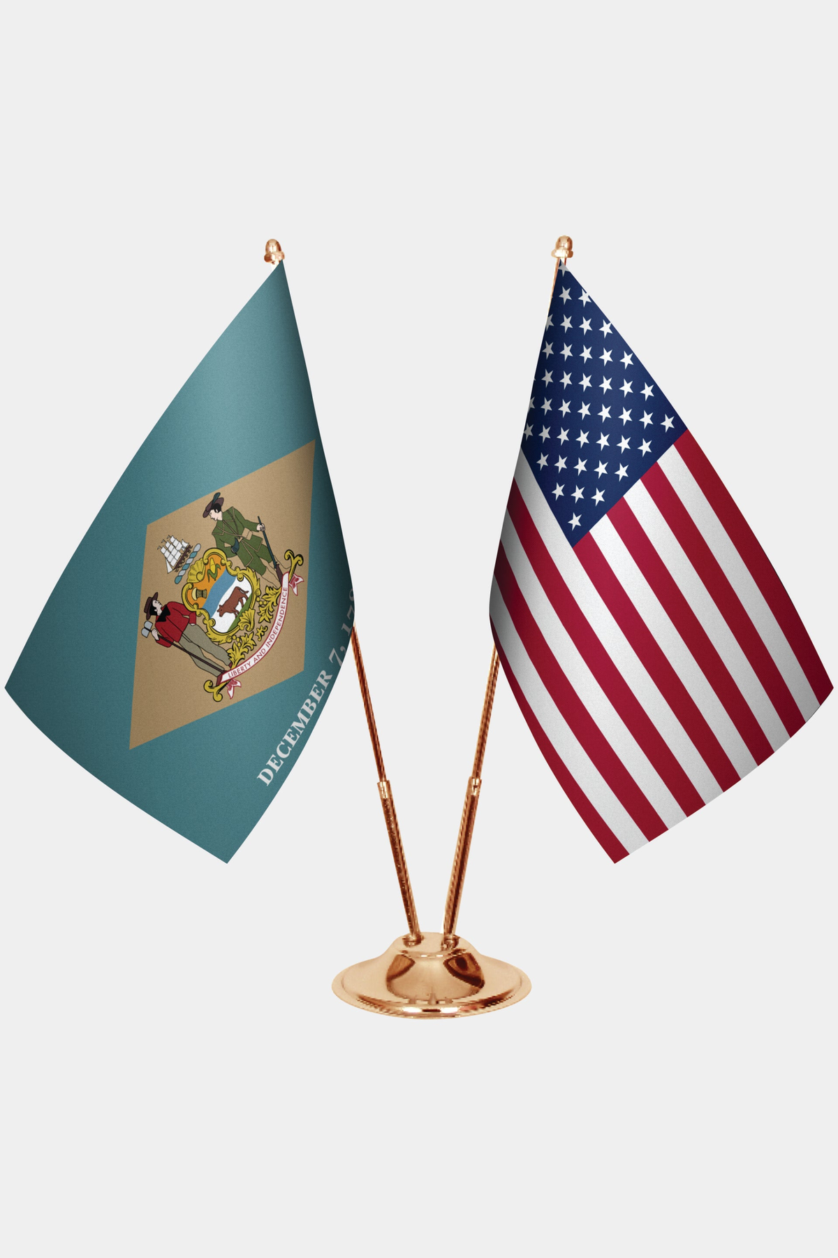 Delaware ve ABD İkili Masa Bayrağı Seti yakın çekim