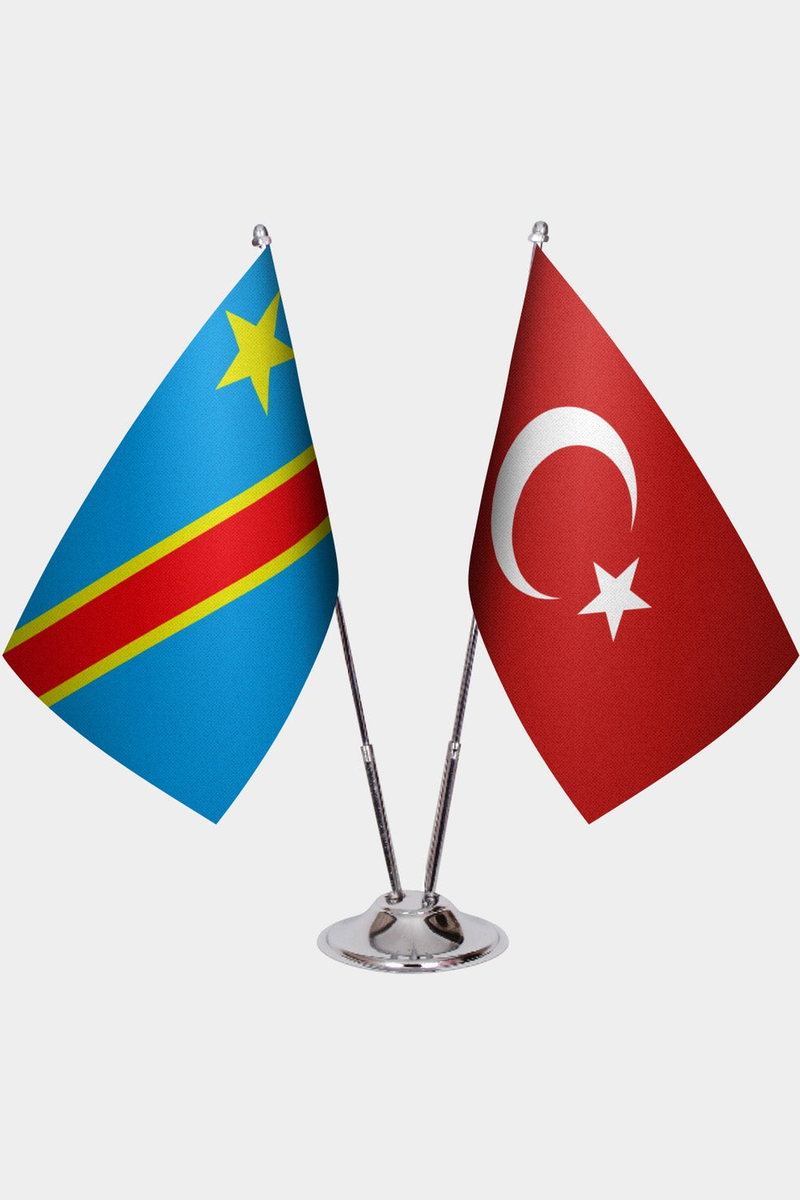 Demokratik Kongo Cumhuriyeti ve Türkiye İkili Masa Bayrağı Seti
