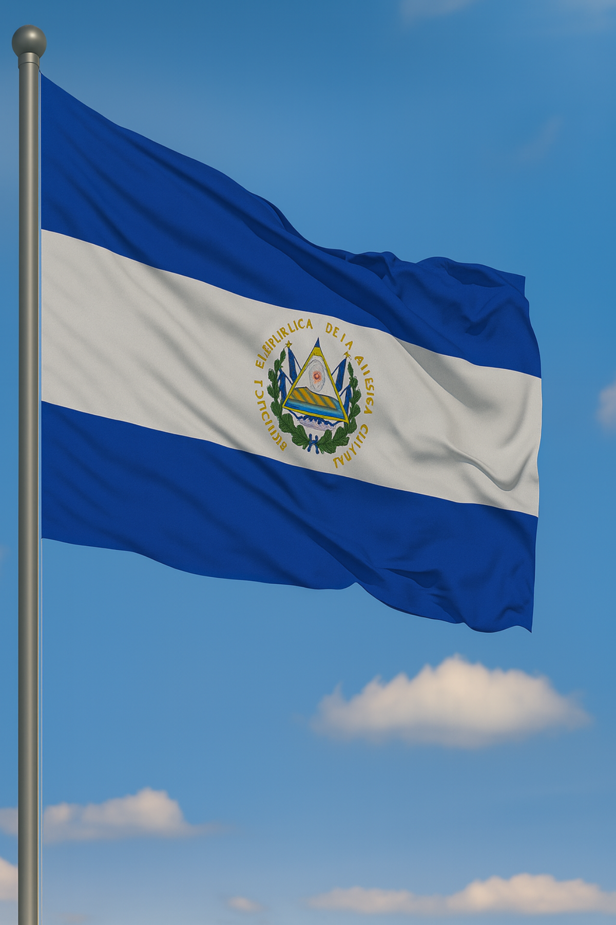 El Salvador Bayrağı detay görünümü