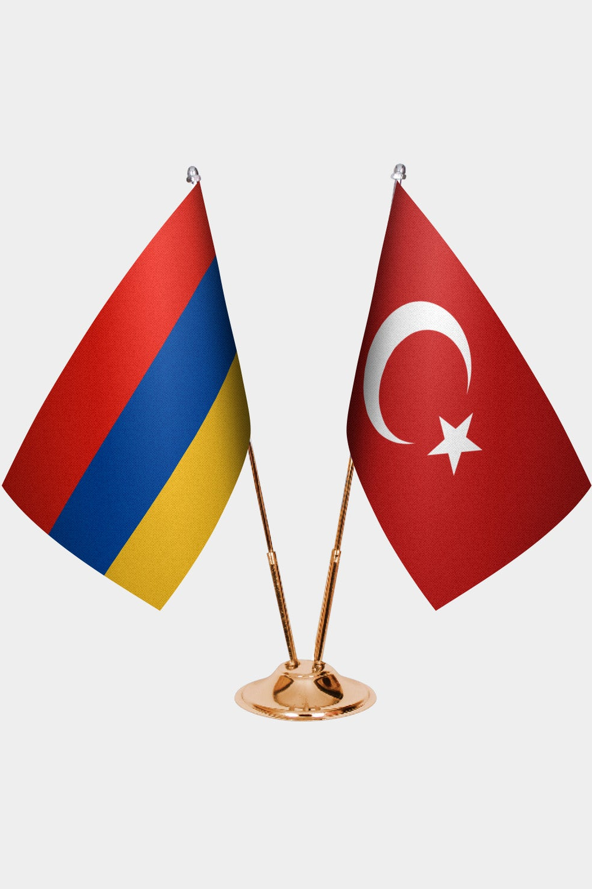 Ermenistan ve Türkiye İkili Masa Bayrağı Seti kurulum görünümü