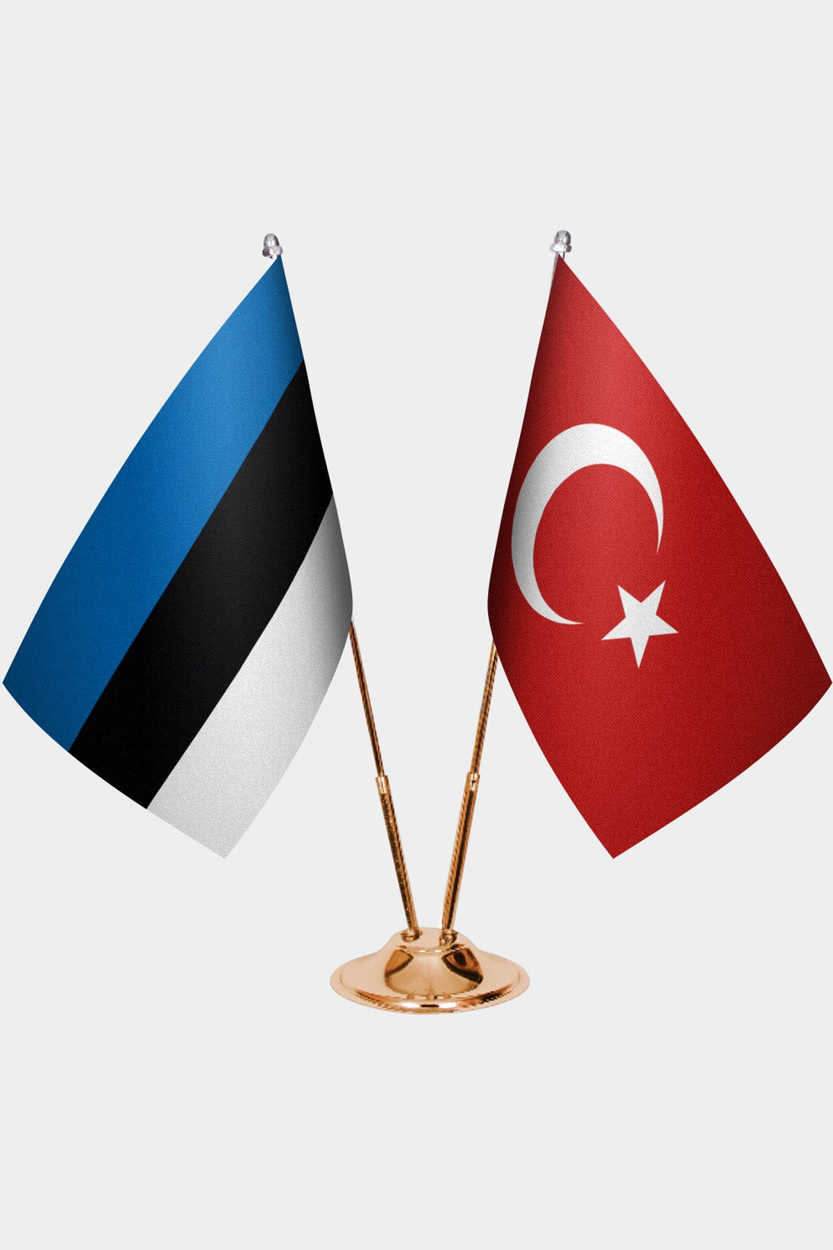 Estonya ve Türkiye İkili Masa Bayrağı Seti kurulum görünümü