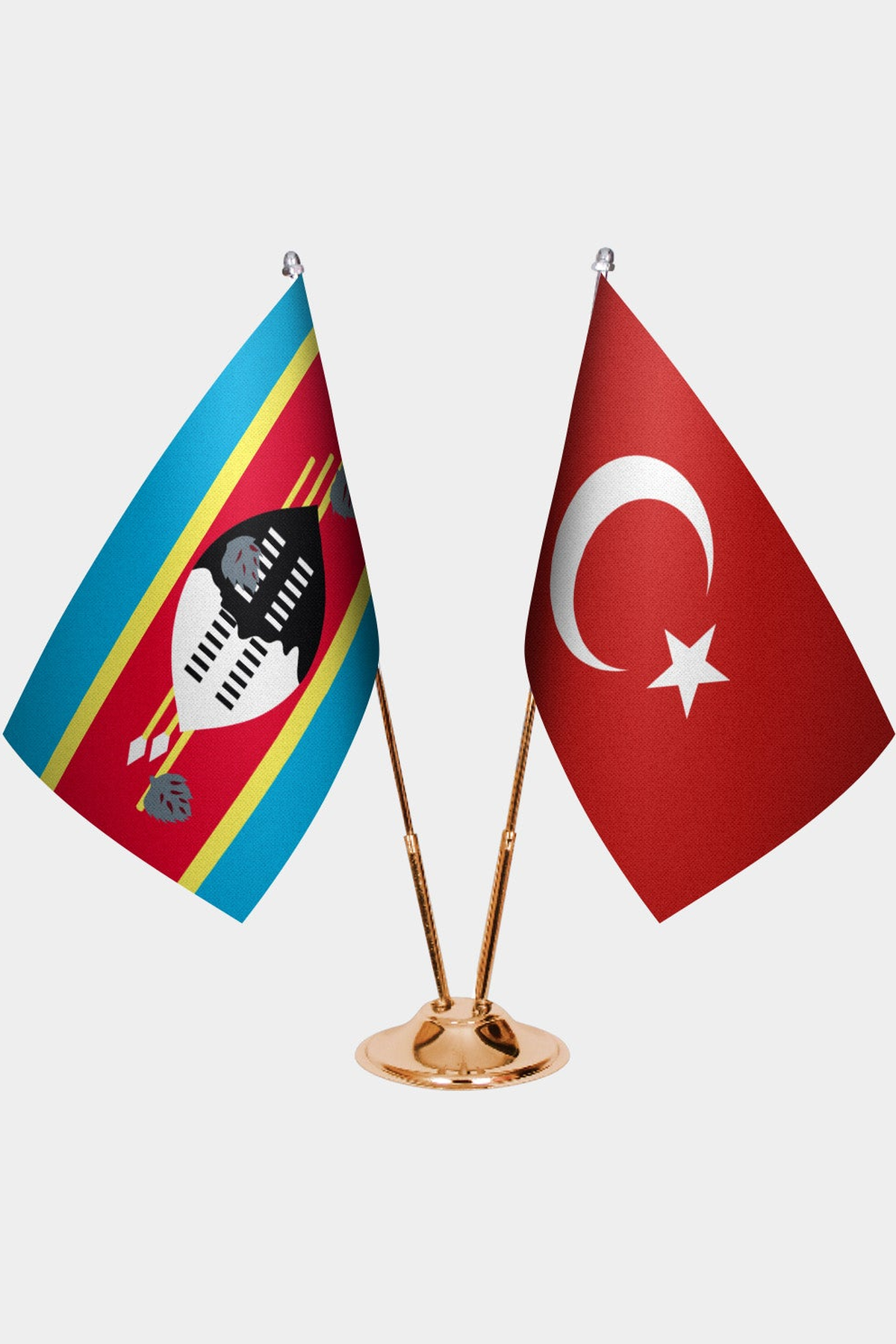 Esvatini ve Türkiye İkili Masa Bayrağı Seti kurulum görünümü