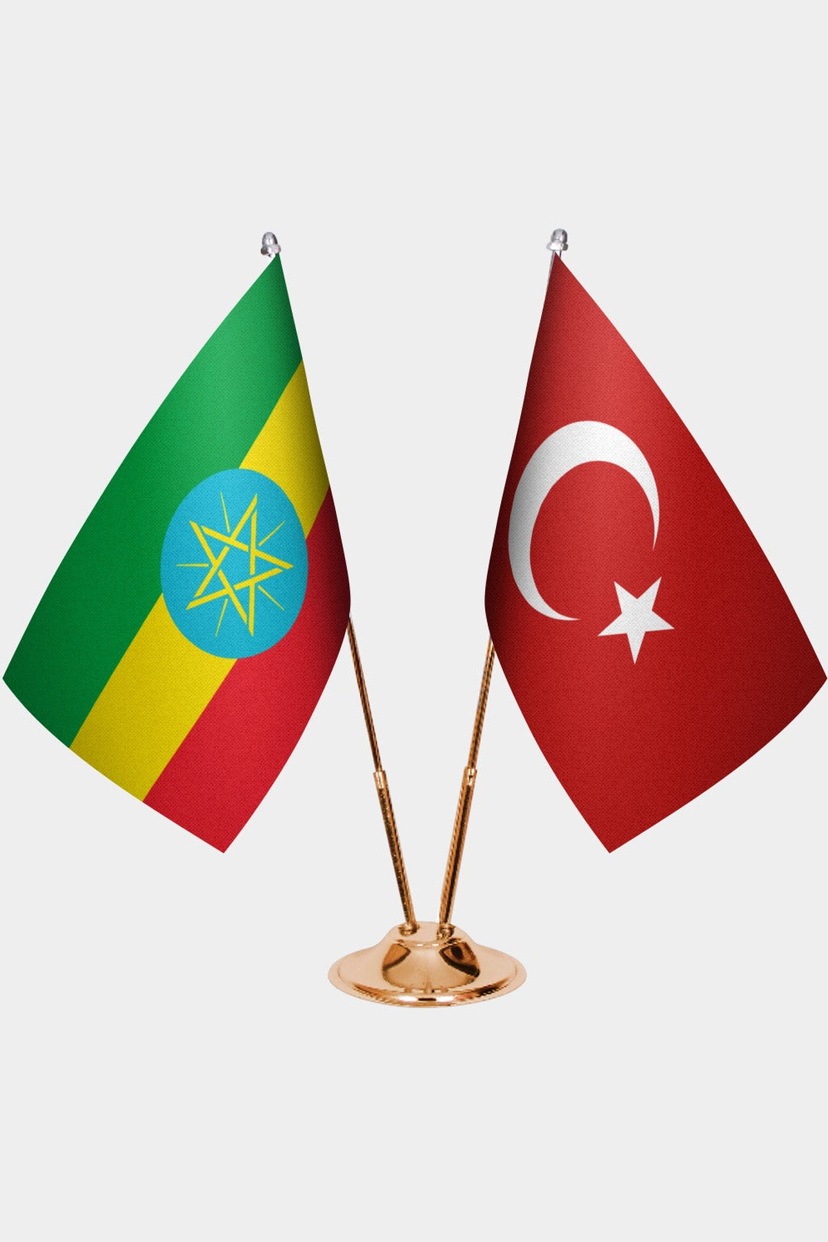 Etiyopya ve Türkiye İkili Masa Bayrağı Seti kurulum görünümü