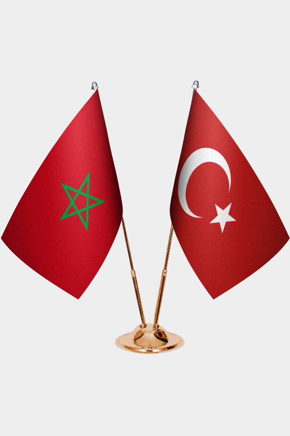 Fas ve Türkiye İkili Masa Bayrağı Seti kurulum görünümü