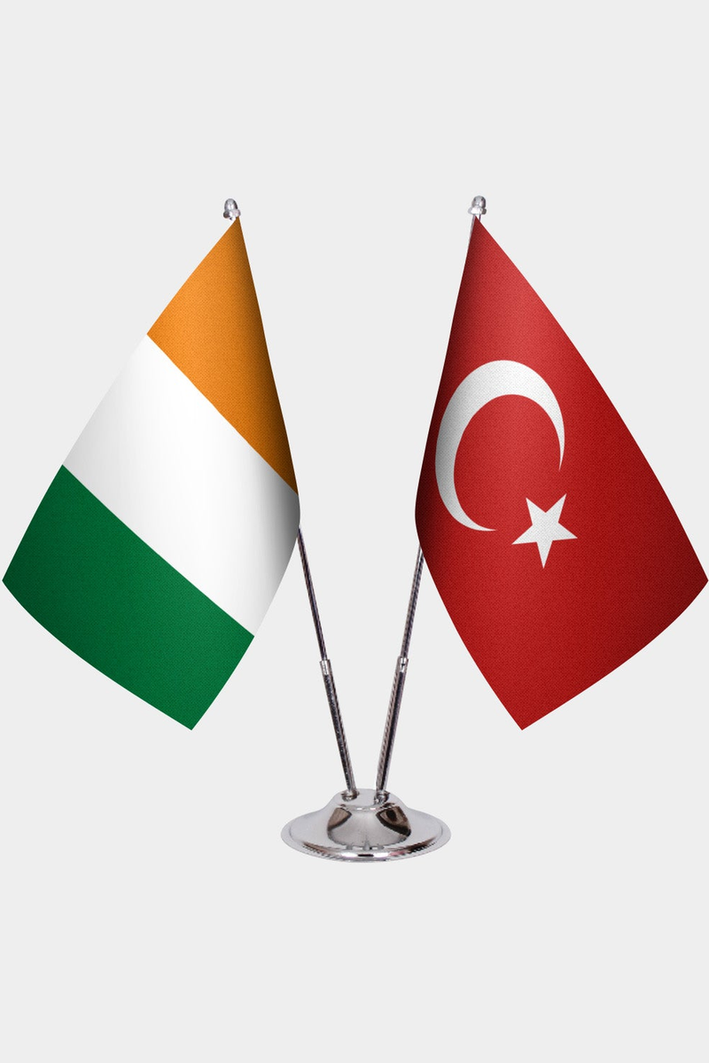Fildişi Sahili ve Türkiye İkili Masa Bayrağı Seti