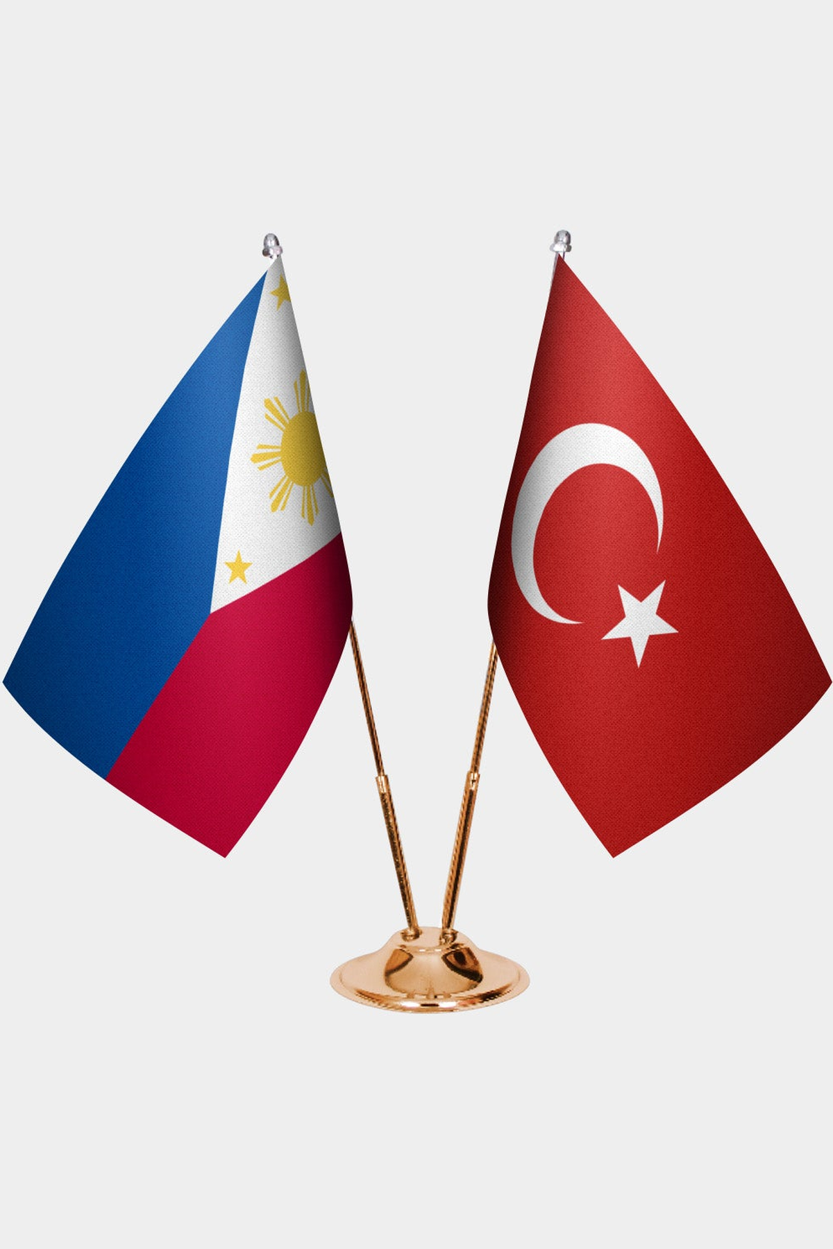 Filipinler ve Türkiye İkili Masa Bayrağı Seti kurulum görünümü