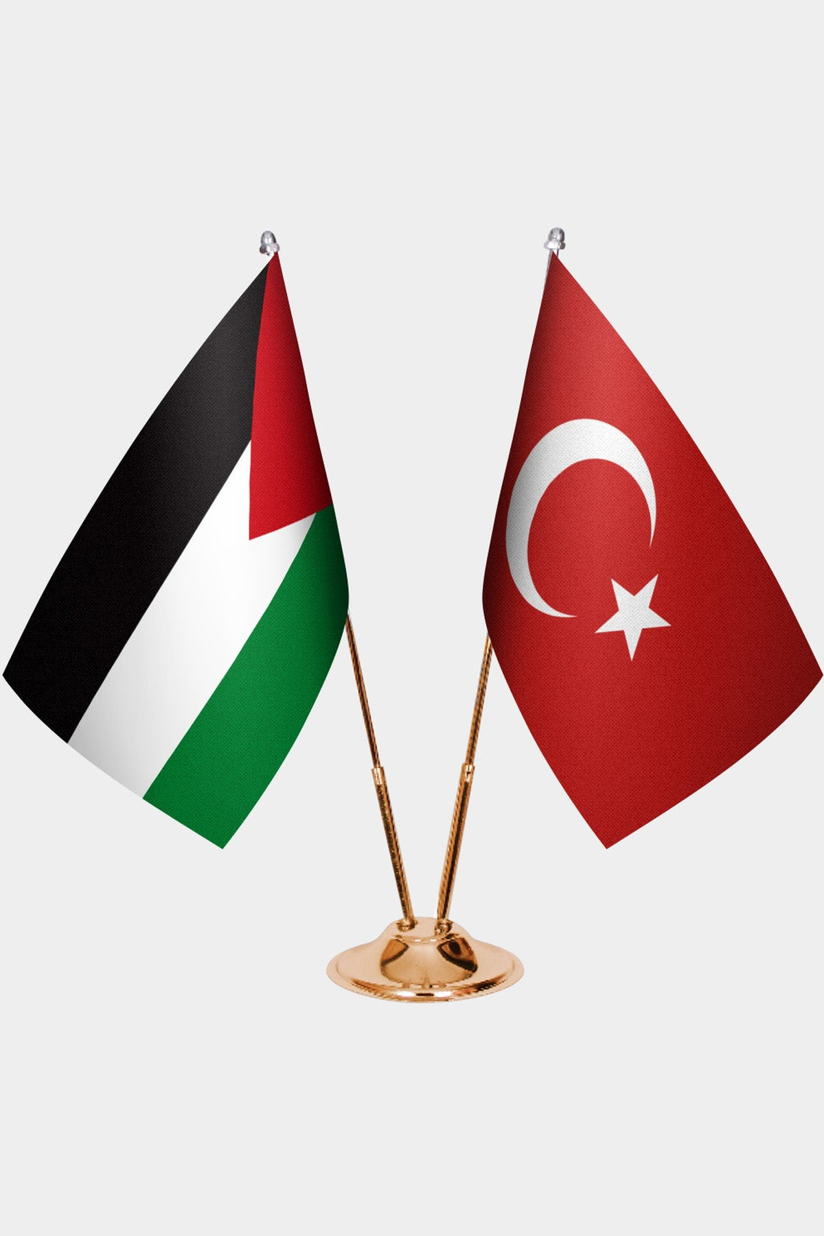 Filistin ve Türkiye İkili Masa Bayrağı Seti kurulum görünümü
