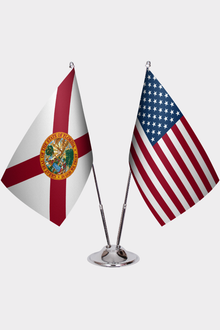 Florida ve ABD İkili Masa Bayrağı Seti