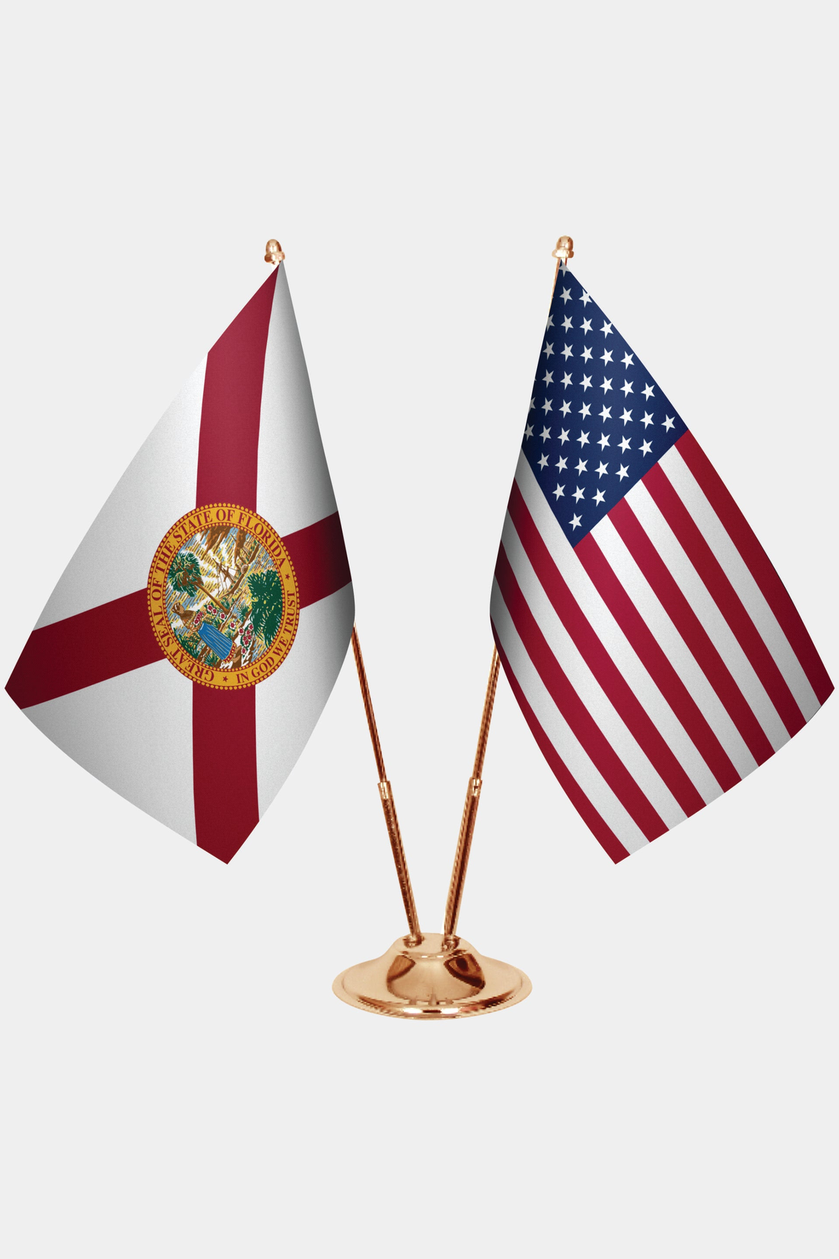 Florida ve ABD İkili Masa Bayrağı Seti yakın çekim