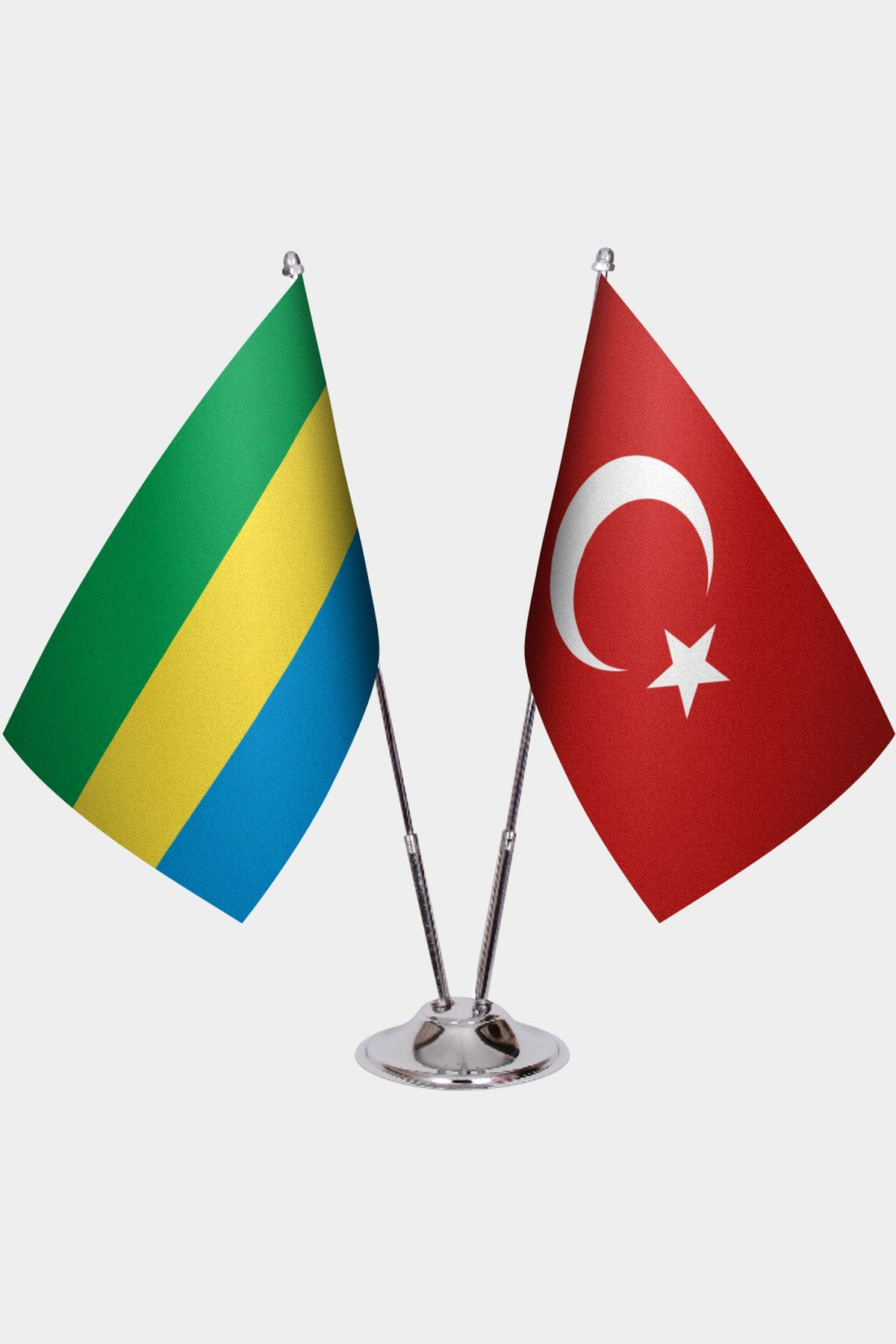 Gabon ve Türkiye İkili Masa Bayrağı Seti