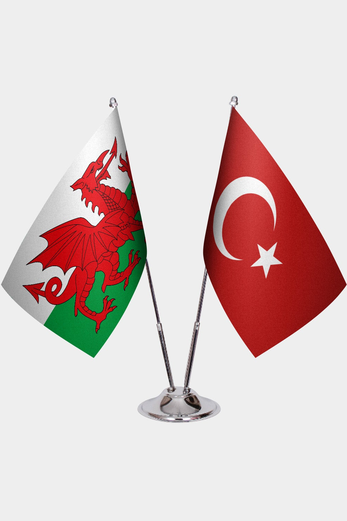 Galler ve Türkiye İkili Masa Bayrağı Seti