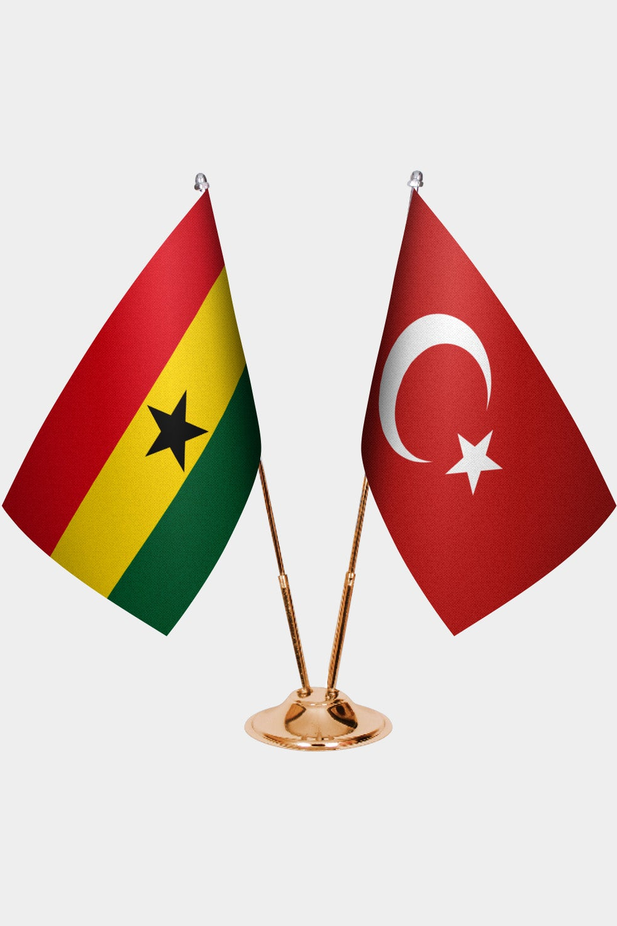 Gana ve Türkiye İkili Masa Bayrağı Seti kurulum görünümü