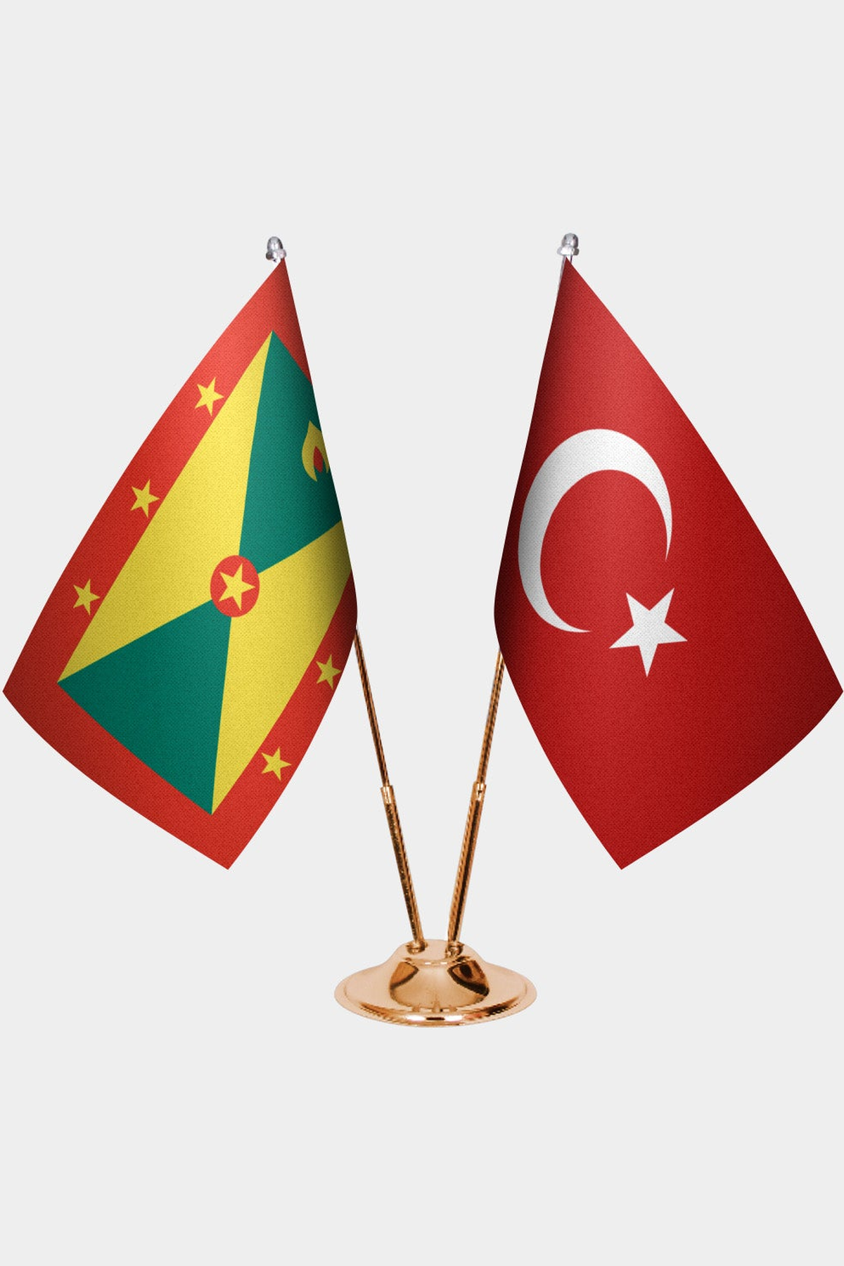 Grenada ve Türkiye İkili Masa Bayrağı Seti kurulum görünümü